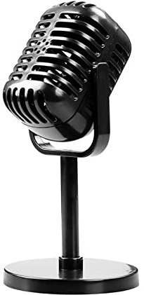 Kfwfuaee Retro Styles Microphone Prop Fake Vintage Model With Stand Silver Antique Decorations With Stand
