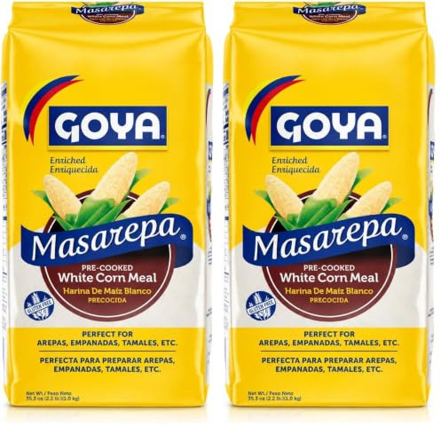 Goya Masarepa Pre-cooked White Corn Meal 1kg (Pack of 2)| Premium Harina de Maíz Blanco Precocida | Gluten Free Corn Flour for Arepas, Empanadas, Tamales & Authentic Latin Recipes