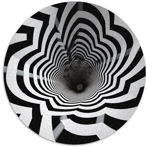 1000 Stück Schwindel Puzzle Perfekt Für Spieleabende Wunderschönes Dekoration Anspruchsvolles Schwarz-Weiß Spirale Illusion Puzzle Für Erwachsene Und Kinder 1000pcs (67.5x67.5cm)