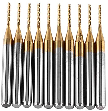 Akozon Schaftfräser Coat Hartmetall Schaftfräser,10 Stück Gravur Bits Fräser 3.175mmx1mm CNC PCB Gravur Bit Set Stich-Spitzen Frässtifte