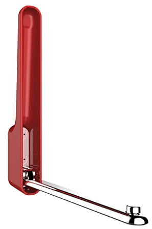 WENKO Klapphaken Premium Omega, klappbarer Wandhaken zum Anbohren, mit Abrutschsicherung, modernes Design, Kunststoffgehäuse und Stabiler Metallhaken, 2,5 x 18 x 3,5 cm, Rot