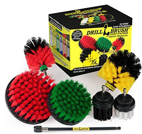 Ultimate Drillbrush Variety Kit with Long Reach Extension - Power Scrubber - Glass Cleaner - Bathroom Accessories - Shower Cleaner - Kitchen Accessories - Deck Brush – Grout Cleaner - Garden Statues