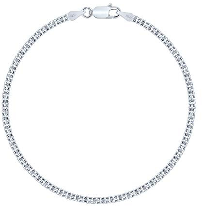 PLANETYS - Bismarck kette Armband 925 Sterling Silber rhodiniert 2.4 mm Breite Verschiedene Längen: 18-19-20-21 cm