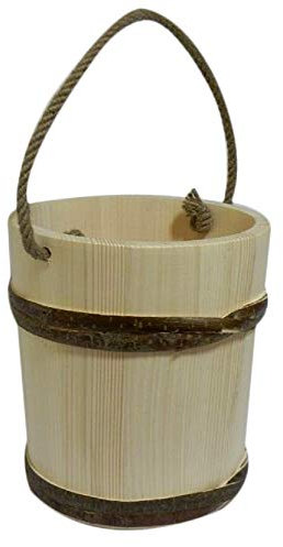 Cubo grande de madera con asa de 7 l – maceta de sauna muy sólida