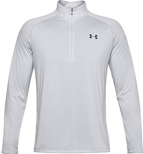 Under Armour Tech 2.0 1/2 Zip, Versatile Warm Up Top for Men, Light and Breathable Zip Up Top for Working Out Men, black (Halo Gray/Pitch Gray(014)), LG