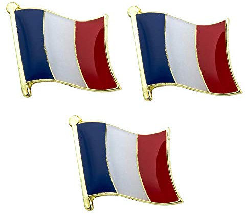3 x France Flag Lapel Pins – French National Tricolour Badge – Enamel Souvenir Collectible Set – Size: 1.6cm x 1.9cm