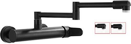grifo cocina pared Grifo de cocina grifo de pared frío y caliente para fregadero de cocina fregadero fregadero lavabo plegable cobre giratorio-Negro