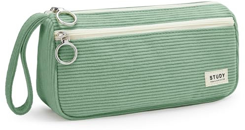 KALIDI Cord-stoff Federmäppchen mit 3 Fächer Große Kapazität Mäppchen Federtasche Stiftetasche Pencil Case Bleistifttasche für Schule & Büro