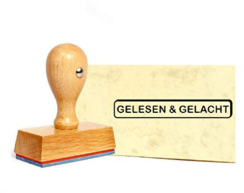 Stempel Gelesen & gelacht - Holzstempel - 59 x 9 mm