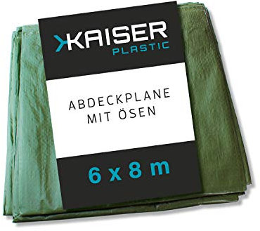 KAISER PLASTIC® - Bâche en tissu - Extra solide - 6 x 8 m - Bâche de protection - Vert - Indéchirable
