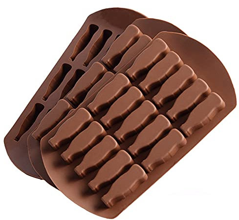 3Pcs Gummy Mold, 15 Holes Bottle Shape Brown Silicone Cake Gummy Candy Chocolate Jelly Ice Cream Cube Mold Pudding Handmade Craft Mold for Children's Party Dessert Cafe Bakery Handmade Dessert