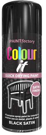 Classic Signature - 3 x All Purpose Black Satin Aerosol Spray Paint 400ml Quick Drying Spray,Fast Dry and Excellent Coverage for Metal, Wood, Plastic and More