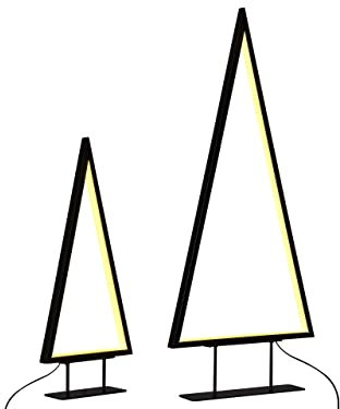 Beliani Weihnachtsdekoration 2er Set Metall schwarz mit LED-Beleuchtung Tannenbaum Loppi