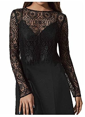 Unicra Bride Lace Bolero Longs Sleeve Wedding Bolero Lace Topper Lace Bridal Crop Top Dress Cape Jacket Accessories for Women and Bridesmaid Black
