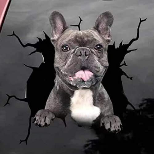 3D Hund Aufkleber, 4 Stück Französische Bulldogge Aufkleber Auto Kühlschrank Wandaufkleber Personalisierte Bulldogge Hund Auto Aufkleber Lustige Bulldogge Riss Aufkleber für Auto Motorrad,30cmx30cm