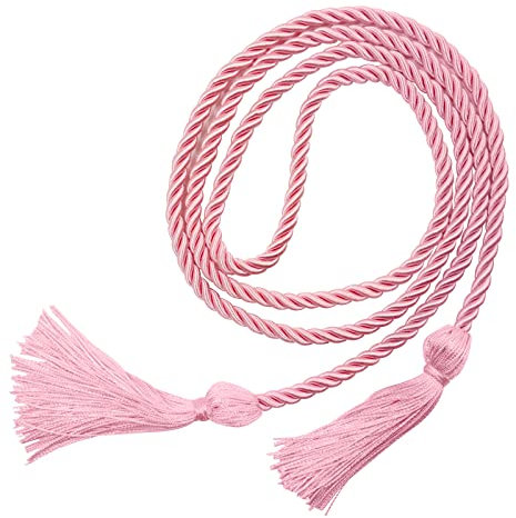 66 Inches Tassel Cord Graduation, Braided Solid Color Honor Cords, Graduation Honor Cords Rope Belt, Graduation Ropes High Honor for Grad Days (Pink)