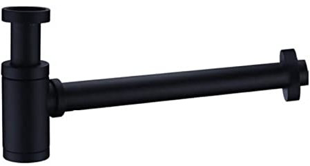IMEX - Sifón para lavabo o bidé, Set de Desagüe - Trampa con Abertura de Limpieza + Instrucciones de Instalación - Sifón de Diseño, Sifón de Tubería Negro Mate - SCL002/NG