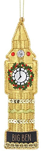 Gisela Graham Fabric Big Ben Christmas Tree Decoration, Multicolor, 13 x 3.5 (13910)