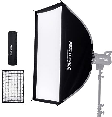 FEELWORLD FSR90 Rectangular Softbox, 60x90cm Rectángulo para FEELWORLD FL125D FL125B FL225D FL225B y Otros Bowens Mount Video Studio Light, para Live Streaming, Videografía, Fotografía
