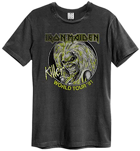 Amplified Unisex Band T-Shirt - Iron Maiden - Killers World Tour '81, XS