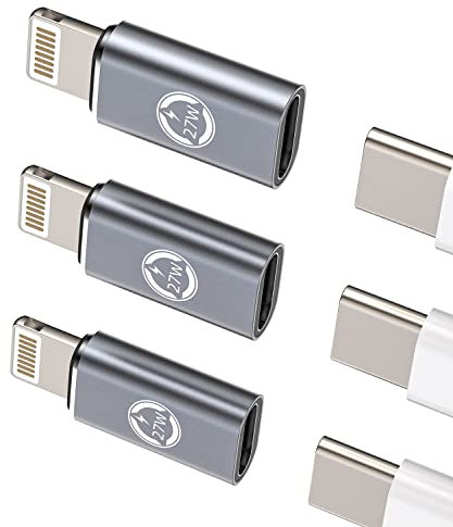 27W Adaptador de Cargador rápido de Conector USB C Hembra a Lightning Macho(Paquete de 3) Cable de Carga con Puerto Tipo C, Cable de sincronización de Datos de Carga per Apple iPhone 14 per iPad