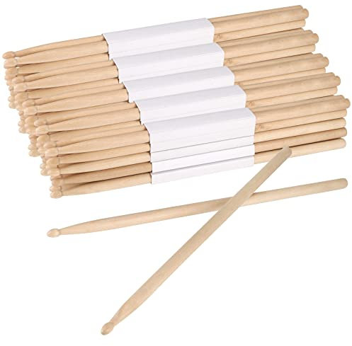 SINJEUN Lot de 24 paires de baguettes 5A en bois d'érable classique avec pointe en bois 5A pour débutants, étudiants et adultes