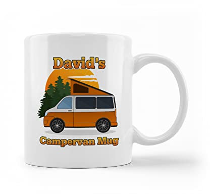 iCaseDesigner Personalised Campervan Ceramic Mug. Multiple Colour, Window & PopTop Combinations. Any Name and Message