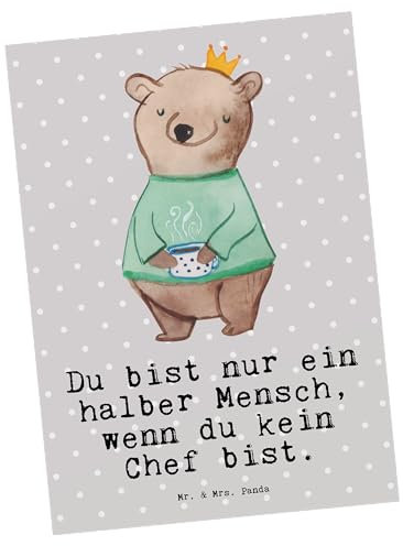 Mr. & Mrs. Panda Postkarte Chef Herz - Geschenk, Schenken, Abschied, Ansichtskarte, Einladung, Geschäftsinhaber, Firmeninhaber, Rente, Kaffeepause,