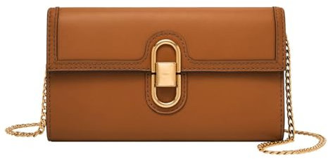 Fossil Damentasche Avondale, braune Brieftasche Crossbody aus Leder, L: 19,7 cm, B: 2,5 cm, H: 11,4 cm, ZB1887216
