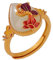 TYMONT Cloisonné Lotus S925 Sterling Silber Einstellbar Tropfen Jade Ring, Mode Sterling Silber Damen Edelstein Ring,Gold,8