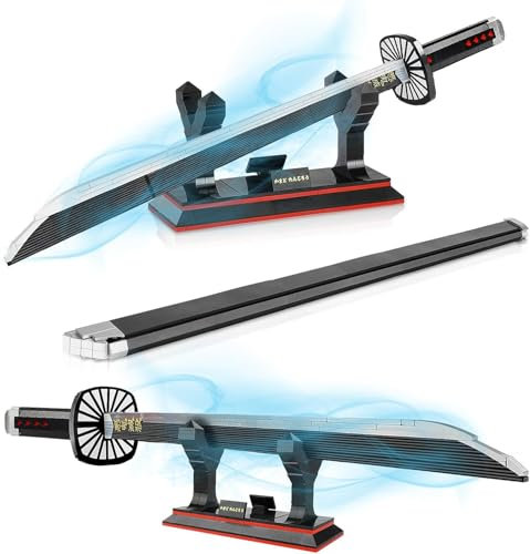 QLT QIAOLETONG Demon Slayer Schwert Ideas Cosplay Animes kamado tanjiro Katana,Klemmbausteine Bausteinen deko Geschenk für Erwachsene Jungen ab 6-16 mit Scheide Halterung(771 pcs)