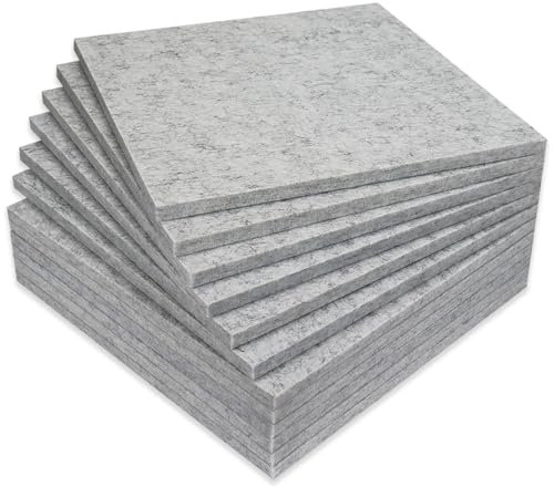 BXI Verdickte, schallabsorbierende Paneele, 12 Stück, 30 x 30 x 1,2 cm, dichte Akustikpaneele, Echo-Rauschunterdrückung, Tackable Studio-Platten für Wand und Decke, Akustikbehandlung (Silbergrau)