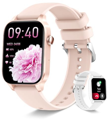 INNOFOVO Orologio Smartwatch Donna Chiamate e Whatsapp, 1.85 HD Orologio Intelligente con Assistente Vocale Contapassi Cardiofrequenzimetro Smart Watch Notifiche Messaggi per Android iOS, Rosa