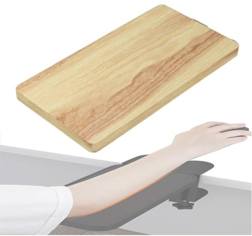EMENAR Arm Rest for Desk, Ergonomics Computer Desk Extender Elbow Arm Support Punch-Free Clamp On Foldable Arm Support, Arm/Wrist 30x16cm (Color : Oak)