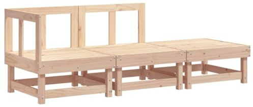 vidaXL Garten Lounge Set 3-TLG., Gartenmöbel Set mit Holzrahmen, Sitzgruppe für Garten Terrasse Balkon, Modular Sofa Garnitur Loungemöbel, Massivholz Kiefer