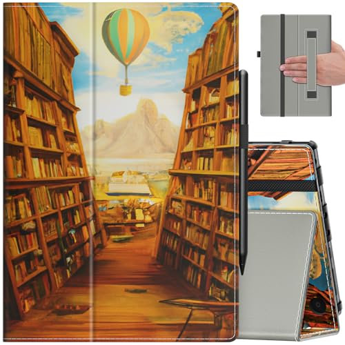 VORI Custodia per tablet Amazon Kindle Fire HD 10 (13a/11a generazione 2023/2021) e Fire HD 10 Plus - Custodia a libro sottile pieghevole con funzione di accensione/spegnimento automatico e cinghia da