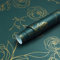 Timeet Self-Adhesive Wallpaper Teal Blue Adhesive Film Pattern Gold Rose Flowers Furniture Sticker 44 x 1000 cm Waterproof Furniture Film Self-Adhesive Vinyl Film for Cupboard Bedroom Living Room