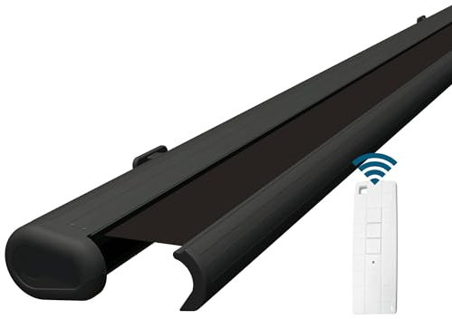 Eclipse Vollkassettenmarkise elektrisch 5x3m anthrazites Gehäuse Markise Balkon Terrassenüberdachung Gelenkarm Polyacryltuch UV-Schutz 50+ Smarthome-fähiger Dooya Motor, Markisentuch: Schiefer