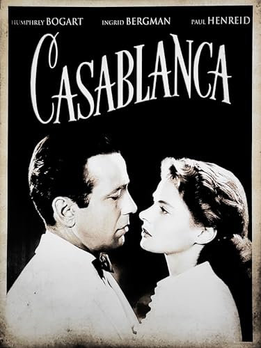 KUSTOM ART Poster Serie Poster, Filme, Prominente, Casablanca Michael Curtiz Humphrey Bogart Ingrid Bergman, Vintage-Stil auf beschichtetem Papier, 40 x 30 cm.