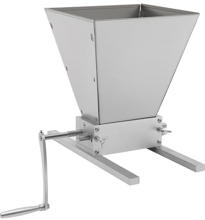 Getreidemühle Malzmühle Schrotmühle Handmühle Futtermühle Heimbrauer Flocker, Weizen Sesam Malz, Kurbelgriff Aluminiumbasis Regelventil Manuelle Edelstahl, 2 Verstellbare Walzen 3,6kg/min