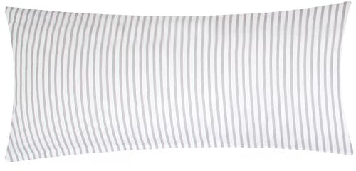 1 x Kissenbezug in 40x80 cm Renforcé 100% Baumwolle - gestreift grau/weiß - Kopfkissen-Bezug, Kissenhülle, Dekokissenbezug (1-Stück-KY-Streifen-Grau-40x80)