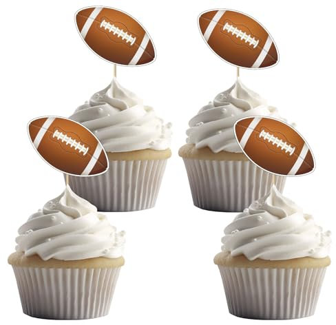 24 Stück Rugbybälle Cupcake Toppers für Rugby Thema Party und Sport Geburtstag Party Dekoration