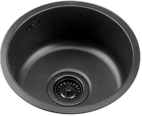 Poste de travail Évier sous plan Éviers de cuisine ronds Noir Gris Nano Évier de bar Cuisine en acier inoxydable Petit évier simple pour bar Balcon Mini cuisine Salle de bain (35 cm, Noir)