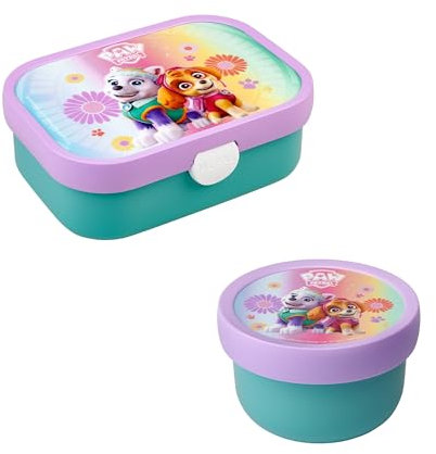 Mepal | Kinder Obst- und Bento Box | Campus meets Fruits | Spülmaschinenfest & BPA-frei | 300 & 750 ml | Mit Fächern, Gabel & Clip-Verschluss | Perfekt für Snacks & Mahlzeiten | Paw Patrol Girls