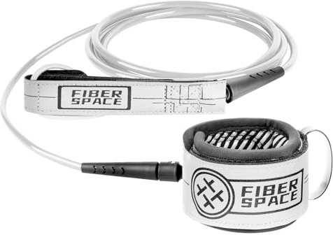 FIBER SPACE Surf Leash for Surfboards (White, 9ft-7mm)