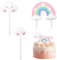 Rainbow Cake Topper, 3Pcs Pink Toppers, Cute Small Rainbow Decorations Happy Birthday Cake Topper for Girls Boys Party Wedding Cake Decoration Supplies