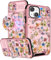 VincitoreModa for iPhone 14 Plus Case Women - [2in1] Cute Girls Butterfly Flower Compatible with MagSafe Ring Stand Girly Slide Camera Cover Design for Apple for iPhone 14 Plus Phone Case 6.7