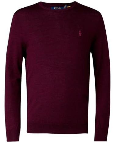 Polo Ralph Lauren Men's Slim Fit Merino Wool Crew Neck Jumper (Wine, XL)