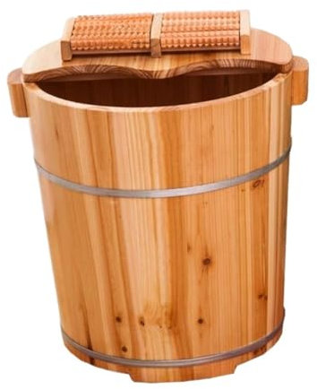 REIFOR Foot Bath Pedicure Bowl Footbath Wooden Foot Bath Barrel Smooth And Delicate Pedicure Barrels Pedicure Bowl Spa With Massage Wheel Foot Bath Bowl Foot Basin