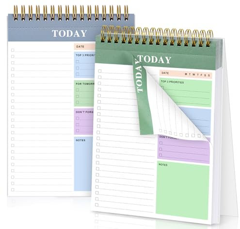 Agoer To Do List Pad,2 Pack Undated Daily Planner 2025 Tearable,320 Page Routine To Do List Notepad,Blue and Green Writing Pad Checklist Double-Side Print for Productivity,Work,Study,Task,Planning